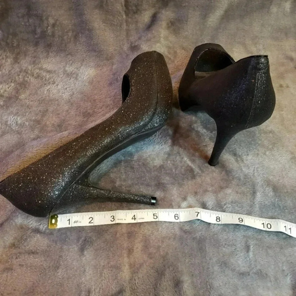 Steve Madden P-Kelly Black Glitter Peep‎ Toe heels NWOT - Picture 7 of 8